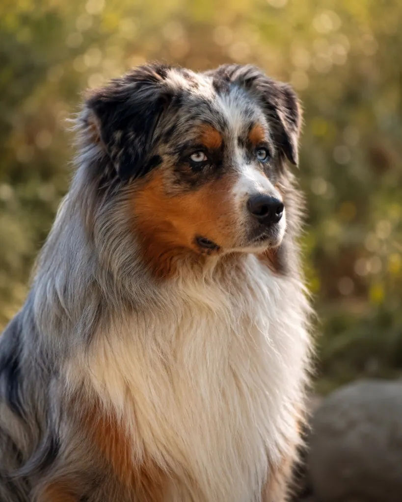 Blue merle Australian Shepherd with blue eyes — BFF Aussies