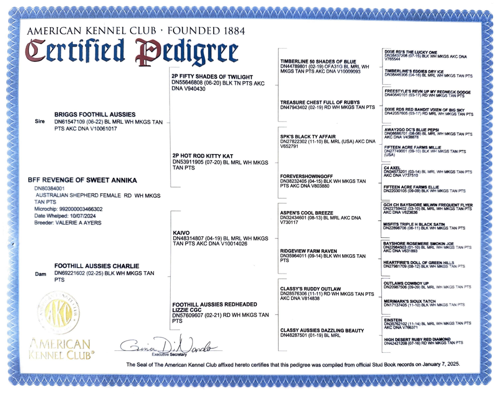 Annika's pedigree chart