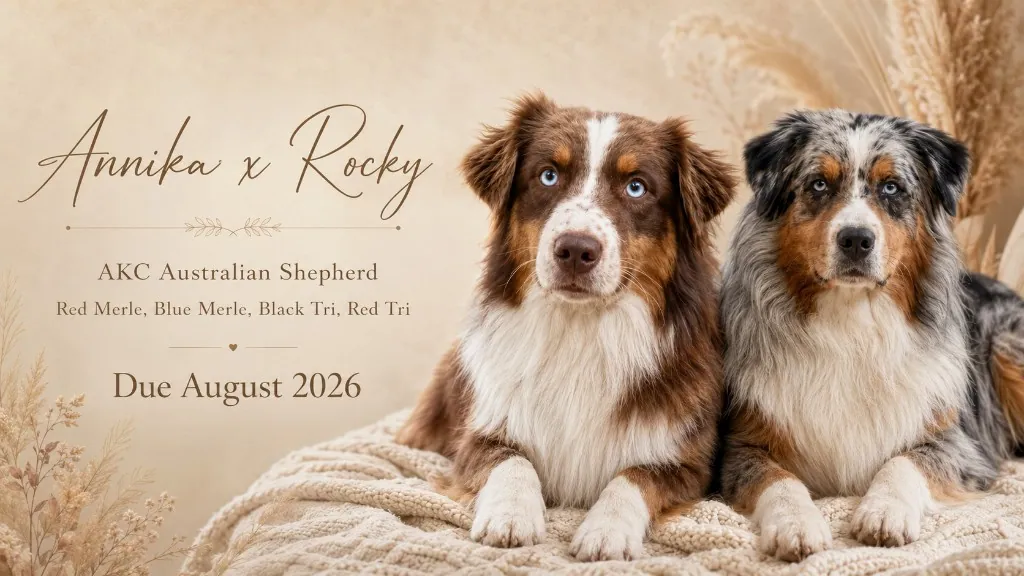 Annika and Rocky Australian Shepherd litter announcement